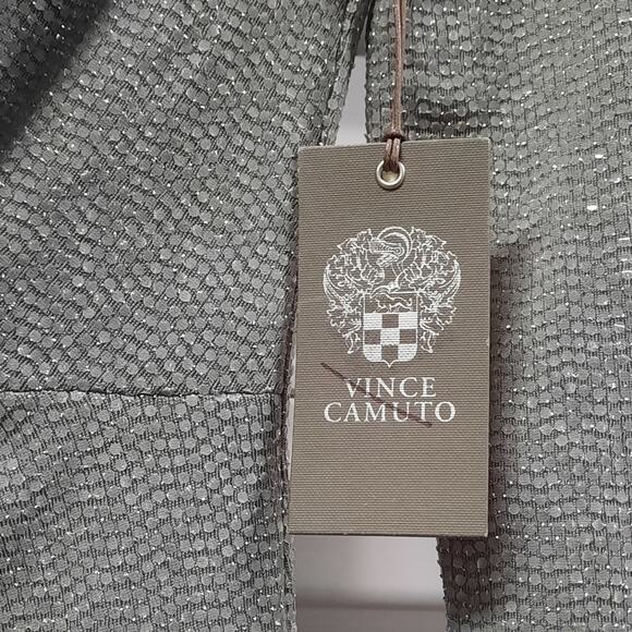 Vince Camuto Womens Cocktail Dress Size 2 Silver Metallic Sequin Long Sleeve - Picture 7 of 13